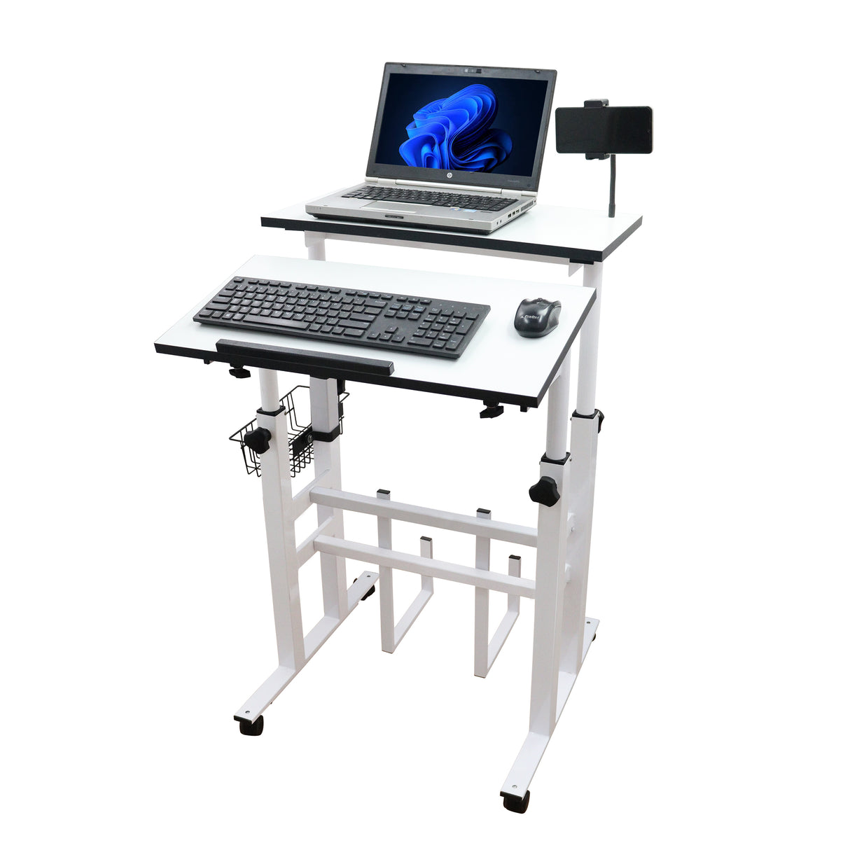 Isomars 24"/61cm Wide Made In India Desktop & Laptop Multipurpose Adjustable Table & Computer Workstation - Useful for Using Gadgets Like Desktop, Laptop, Tab/iPad etc (White)