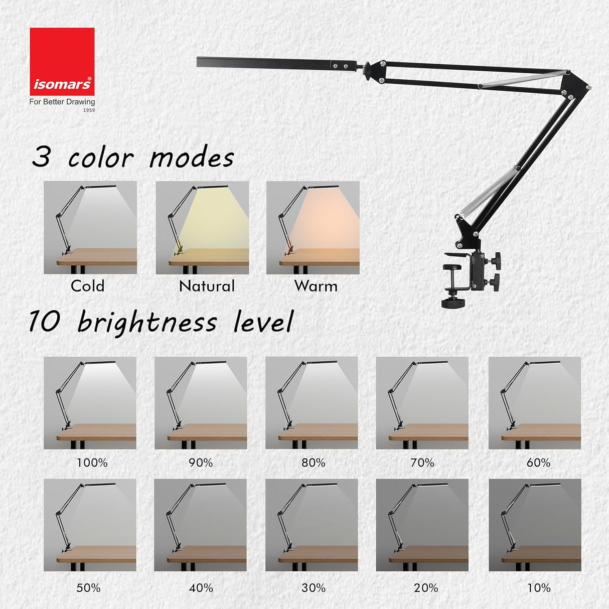 12 Inch Overhead LED Desk Lamp for Desktop Laptop Office Reading and Study Table