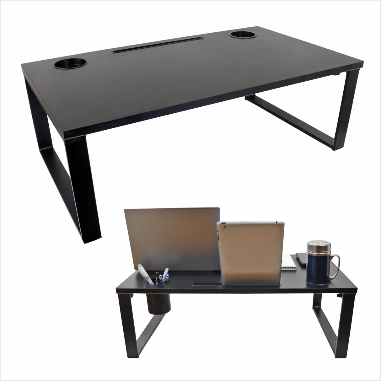 Isomars Bed Desk/Floor Desk Laptop Study Table for Work from Home, Online Classes, Card Games and Kid's Activities (Black - Extra Large) (Copy)
