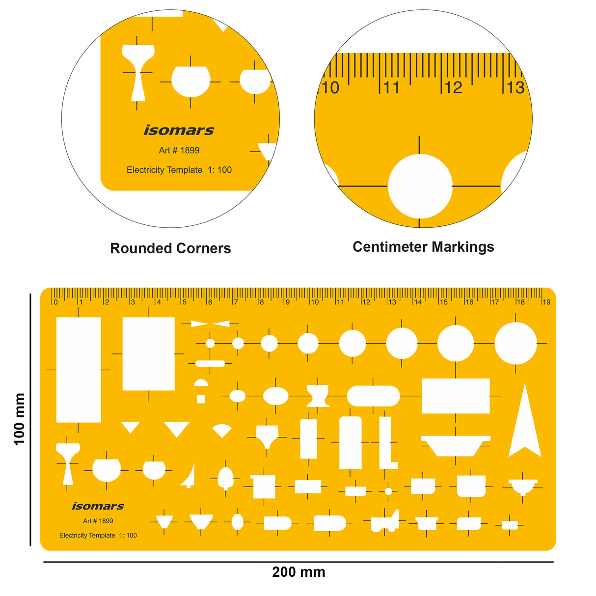 Isomars Electricity Template, 1:100 Scale Drawing Stencil, Orange