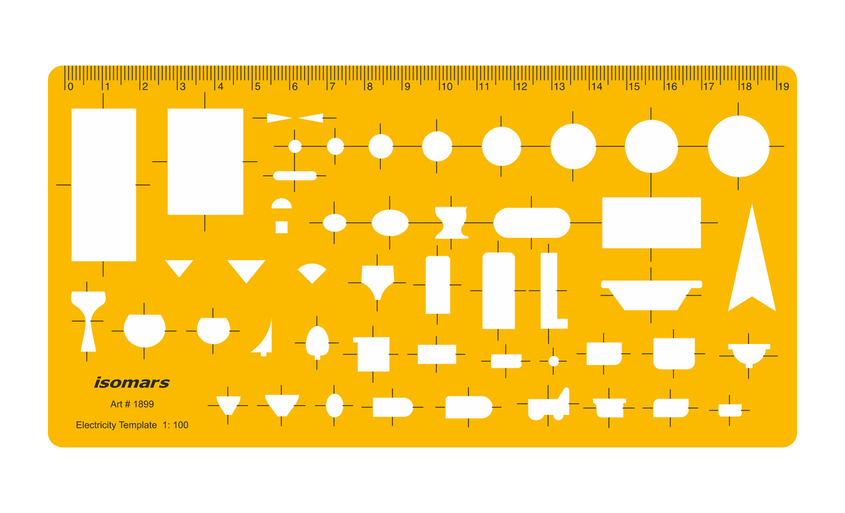 Isomars Electricity Template, 1:100 Scale Drawing Stencil, Orange