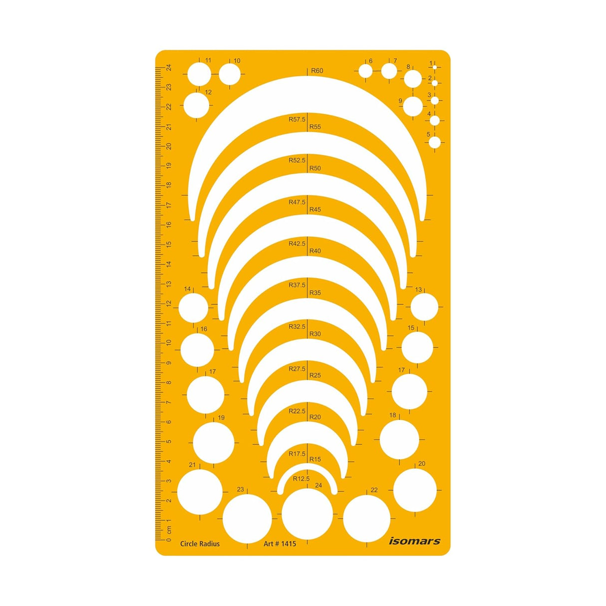 Isomars Circle Radius Drawing Drafting Template for Students & Professionals - 150 x 257mm
