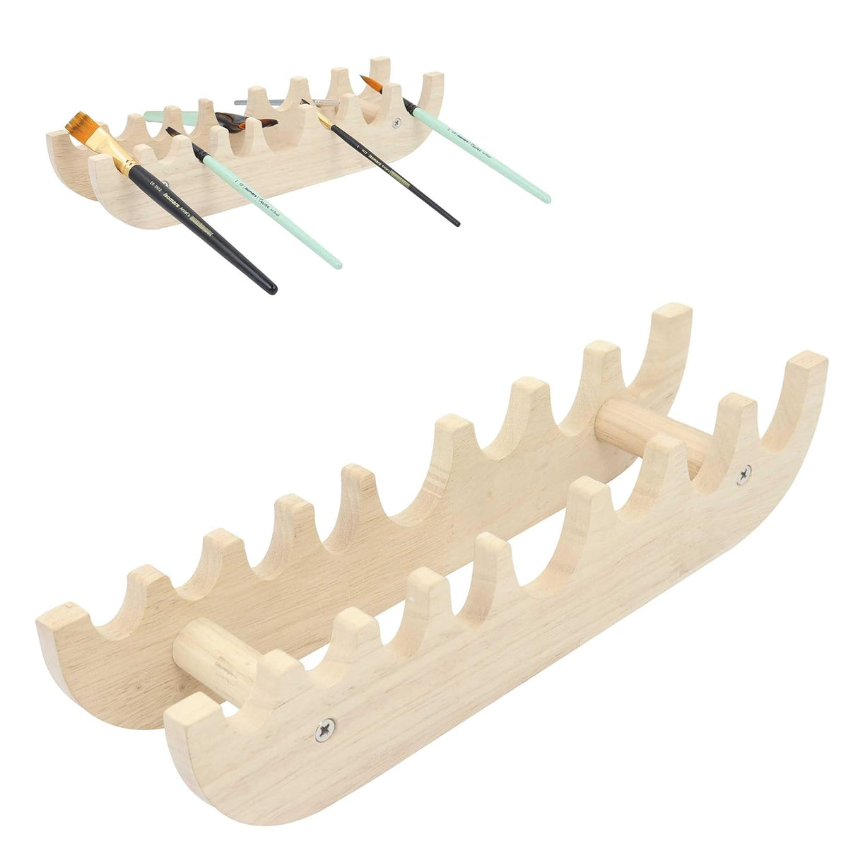 Isomars Professional Wooden Paint Brush Stand – Durable Organizer Rack for Artists & Painters – Holds Multiple Brushes – Ideal for Studio & Classroom Use (Brushes Not Included)