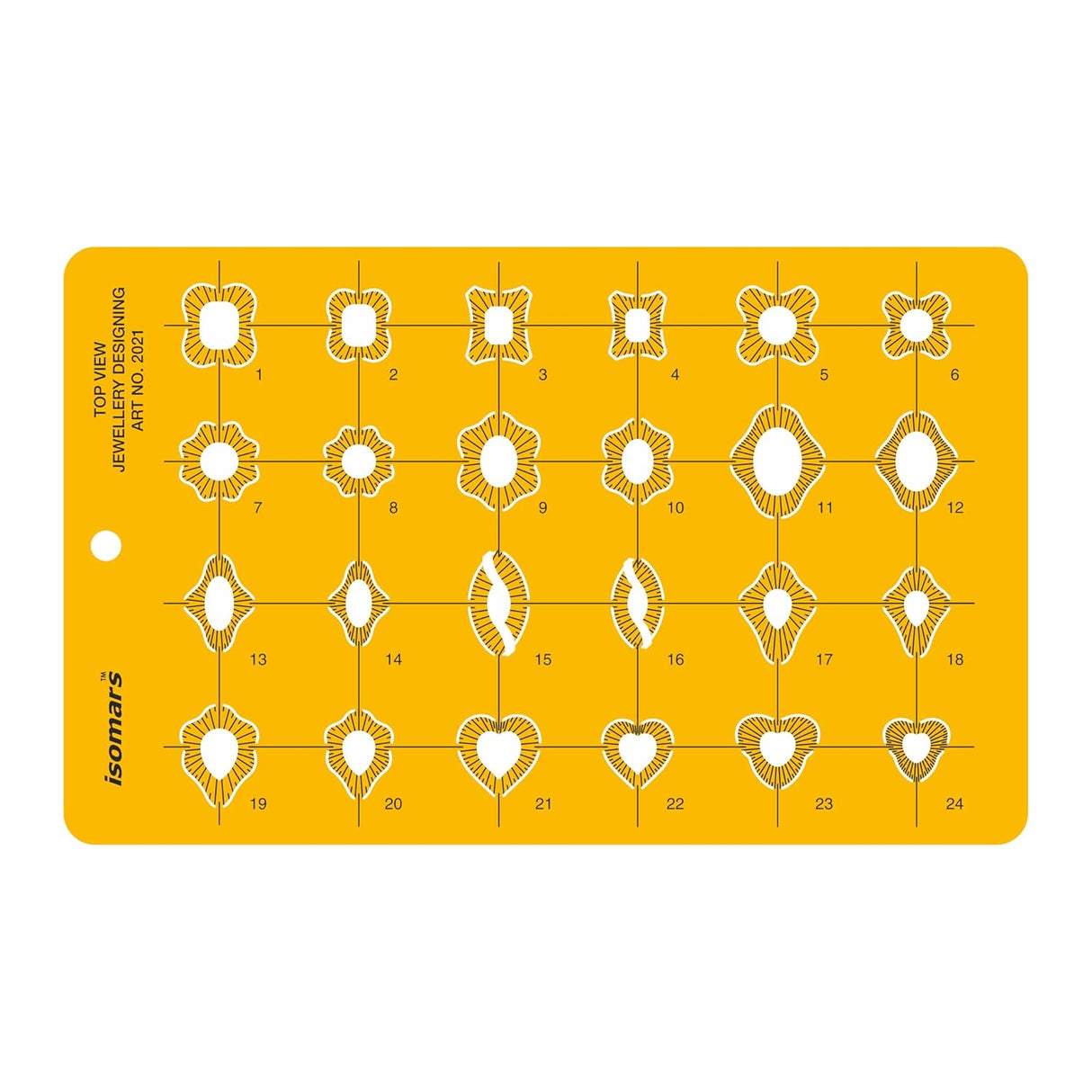 Isomars Jewellery Design Drawing Drafting Template Stencil Top View - 210 x 130mm