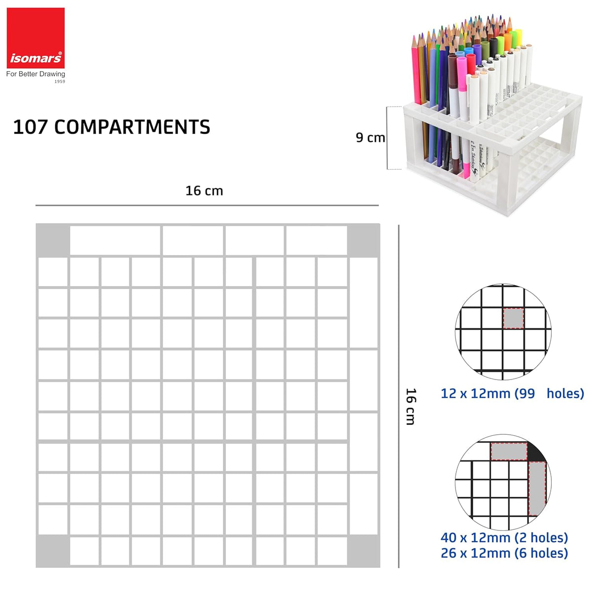 Isomars Creative Art Tools Holder | Desktop Art Supply Organiser (Without tools)