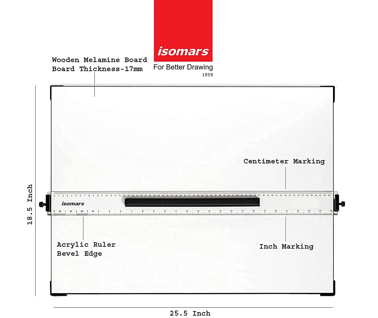 Isomars Drawing Board Table Model Kit Combo with 5 Adjustable Working Angles - A2 Size - 18.5" x 25"(Adjustable-Set of 3)