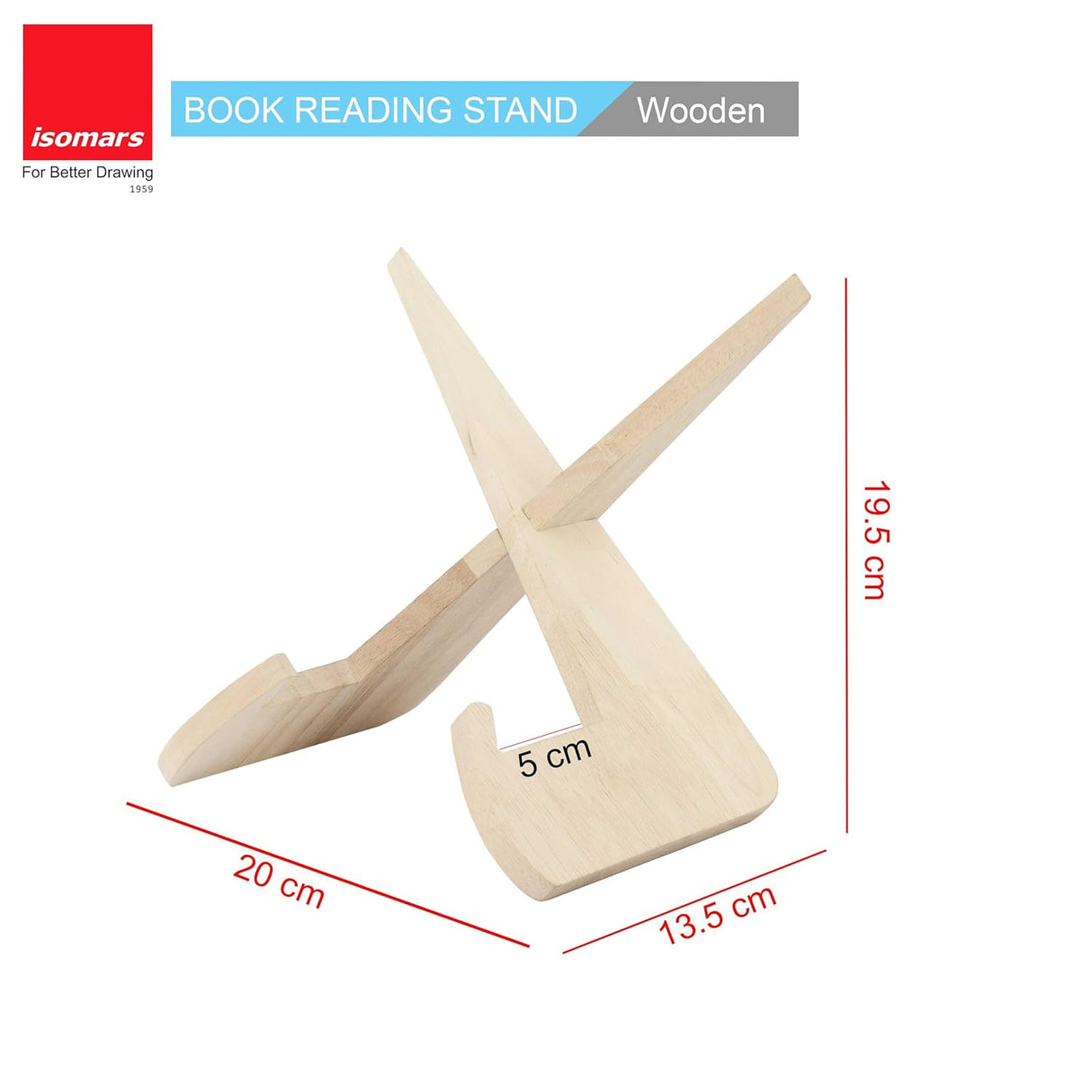 Isomars Detachable Wooden Book Stand for Hands Free Reading | Easy to Carry Portable Design