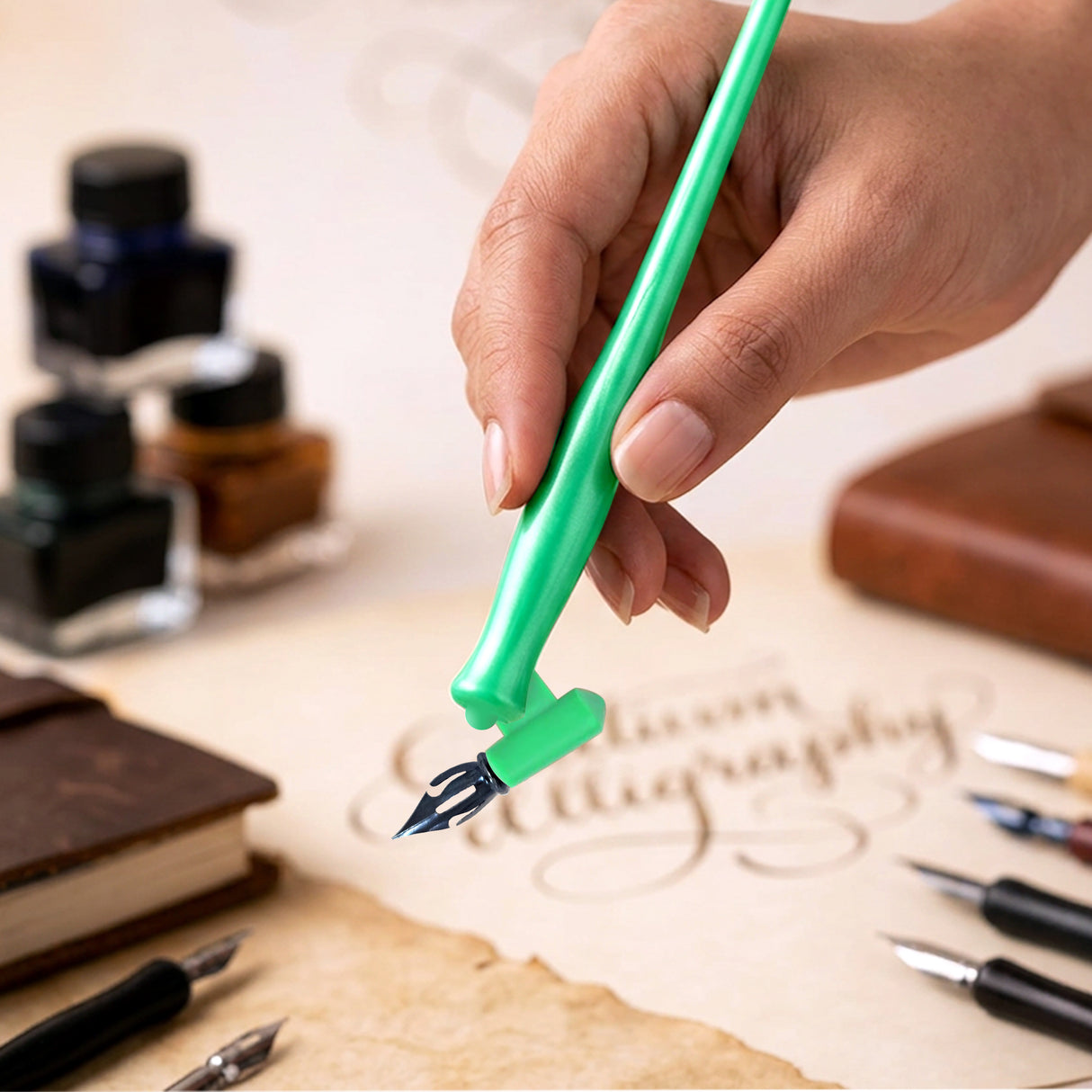 Plastic Holder Set (Oblique & Straight) with 2 Calligraphy & 1 Flex Nib