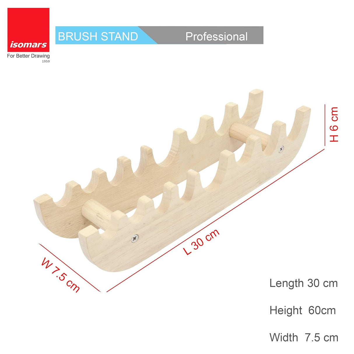 Isomars Professional Wooden Paint Brush Stand – Durable Organizer Rack for Artists & Painters – Holds Multiple Brushes – Ideal for Studio & Classroom Use (Brushes Not Included)