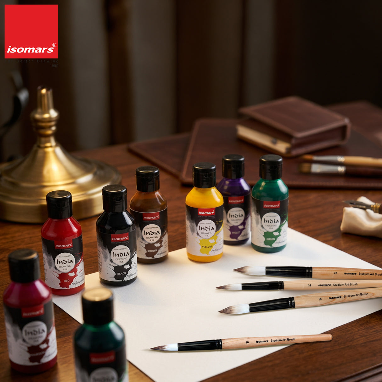 Isomars India Drawing Ink Set of 12 | 100 ml Each | Waterproof Colours