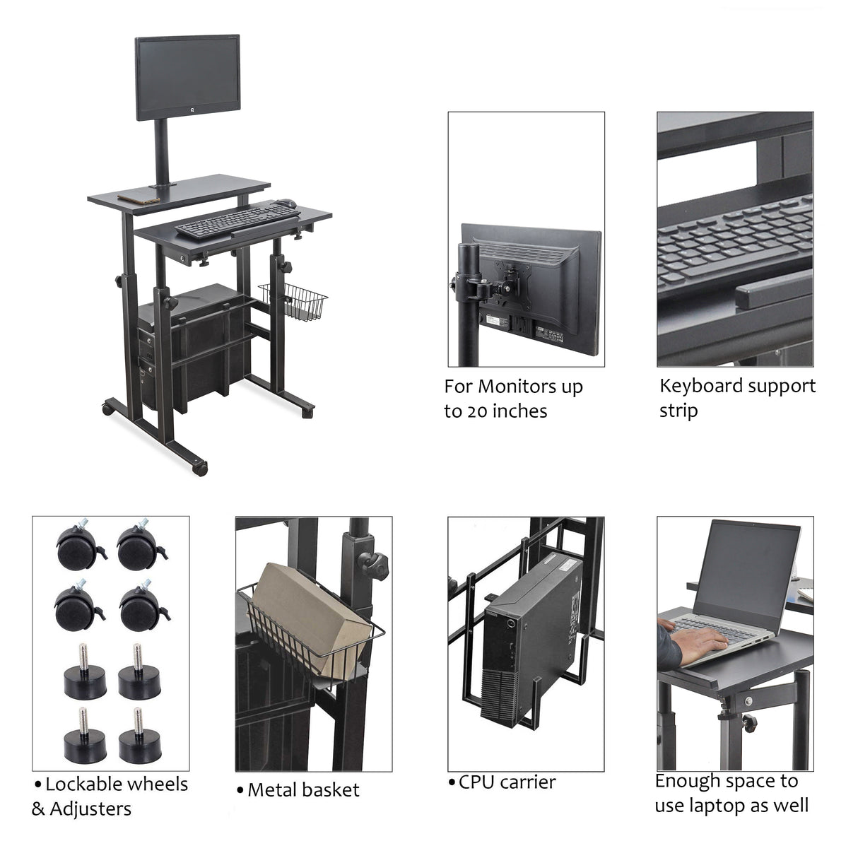 Isomars Desktop & Laptop Multipurpose Table and Adjustable Height & angles, Computer Workstation, Monitor Arm Pipe - Useful for Using Gadgets Like Desktop, Laptop Made In India (Black)