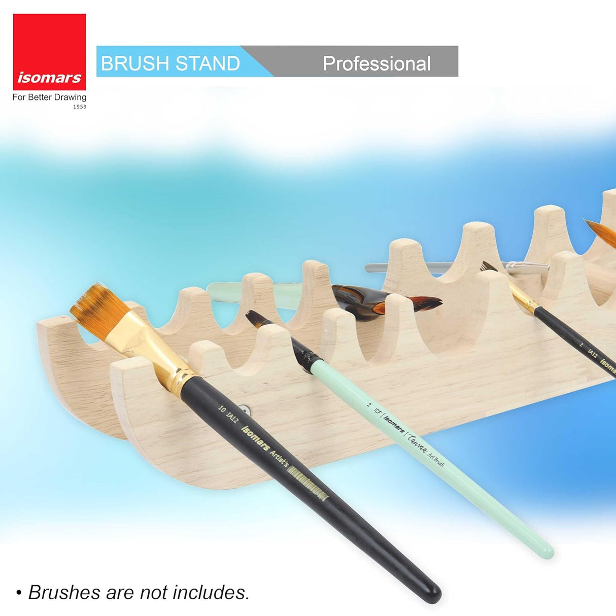 Isomars Professional Wooden Paint Brush Stand – Durable Organizer Rack for Artists & Painters – Holds Multiple Brushes – Ideal for Studio & Classroom Use (Brushes Not Included)