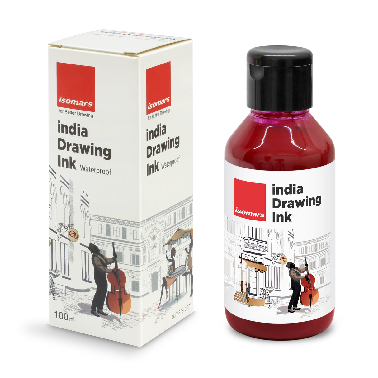Isomars India Waterproof Drawing Ink - Maroon- 100ML Bottled Ink, for Paper Board, Canvas,Fabric and Wood Ideal for Designers, Airbrush Artists, Illustrators, Fine Artists and Craft and Hobbyists.