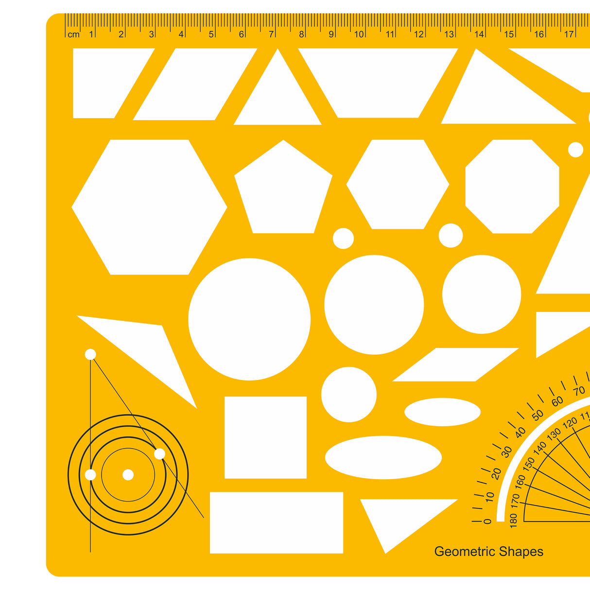 Isomars Geometric Shapes Drawing Template, Professional Drafting Tool with Protractor