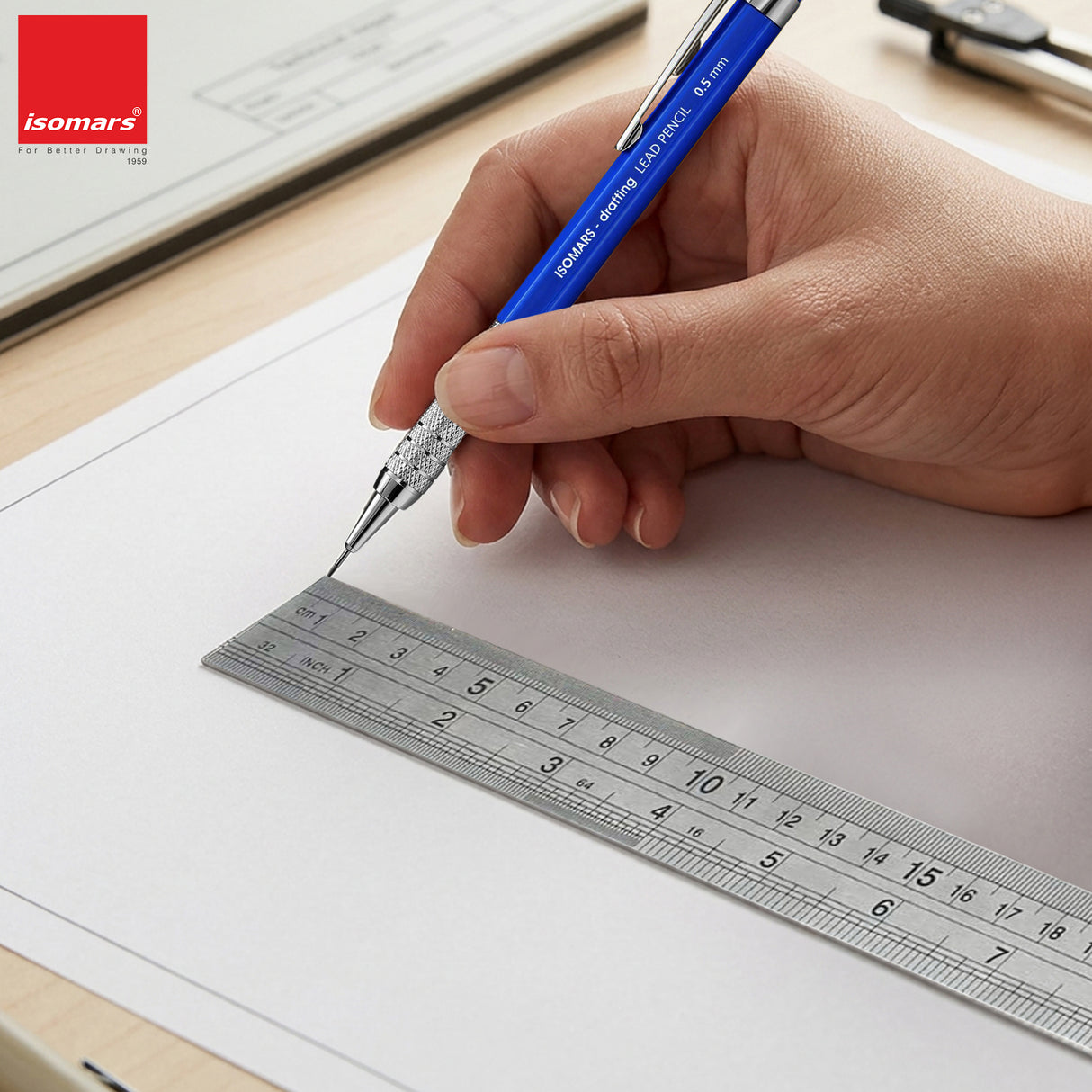 Isomars 12 Inch Aluminium Cutting Ruler & 12 Inch Stainless Steel Scale Combo | Dual Side CM & Inch Markings | Precision Measuring Rulers for Drawing, Drafting, Craft, Office & School Use