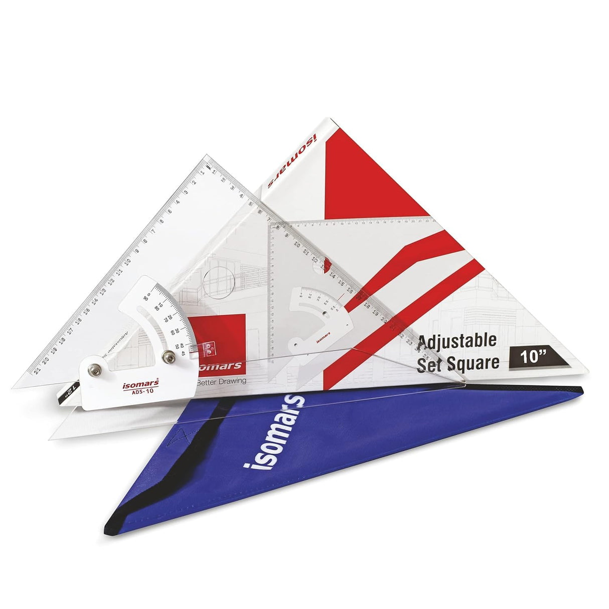 Isomars Student Drafting Kit – 5-Piece Engineering Drawing Set with Compass, Scale, Set Squares, Protractor & Protective Carry Pouch – Ideal for Architecture & Engineering Students - Model F