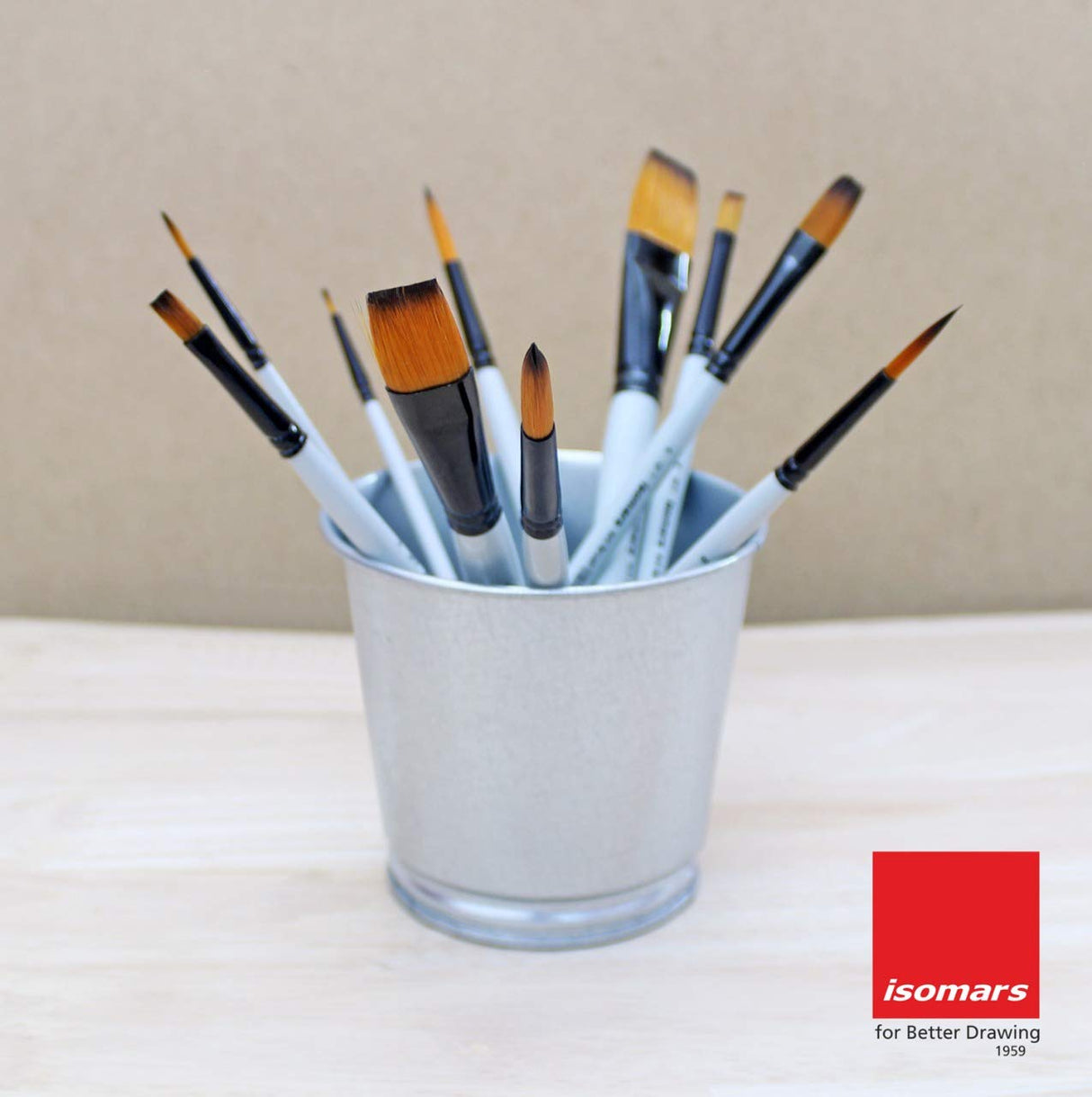 Golden Taklon Detail Brush Set with Artist Mixing Palette for Beginners