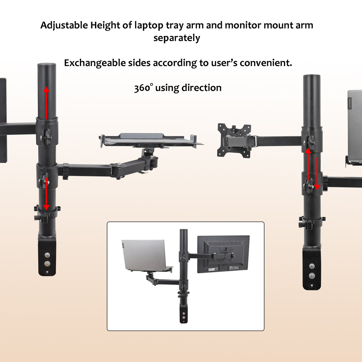 Isomars Laptop and Monitor Table Stand - Adjustable Height & Angles and Sides (Laptop & Monitor Mount)