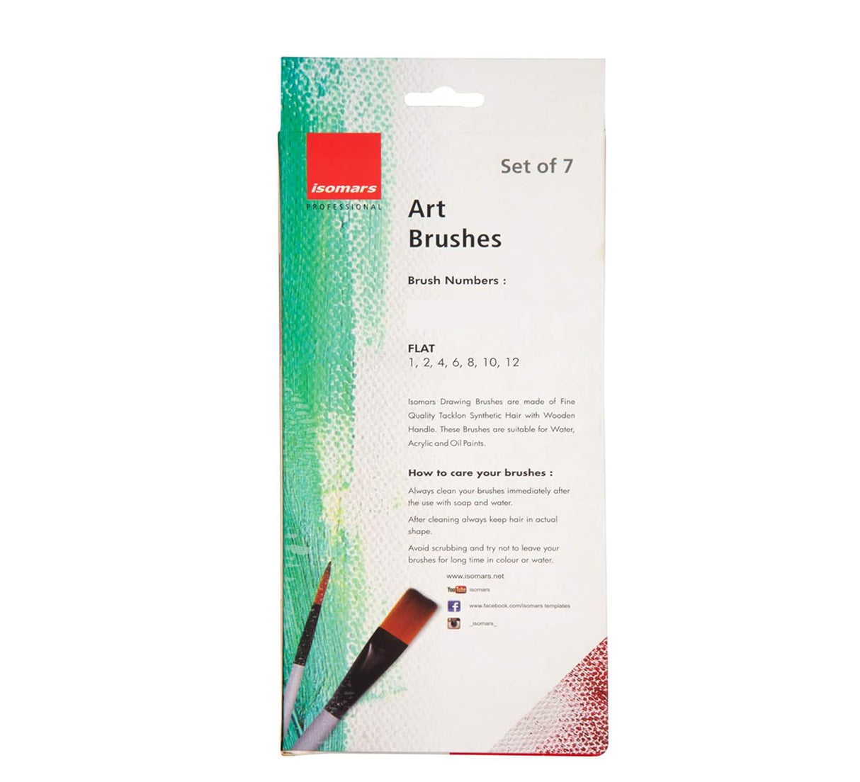 Artist Brush Kit with 7 Flat Brushes and Reusable Paint Palette