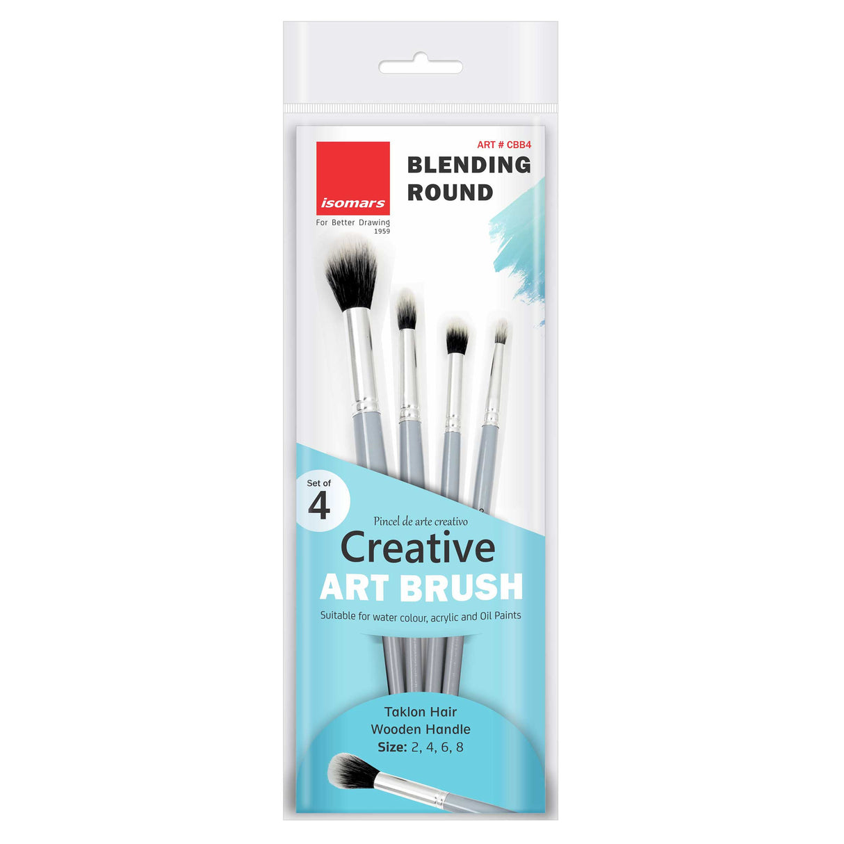 Isomars Creative - Blendng Brush - Round - Set of 4 - Artist Quality Brushes