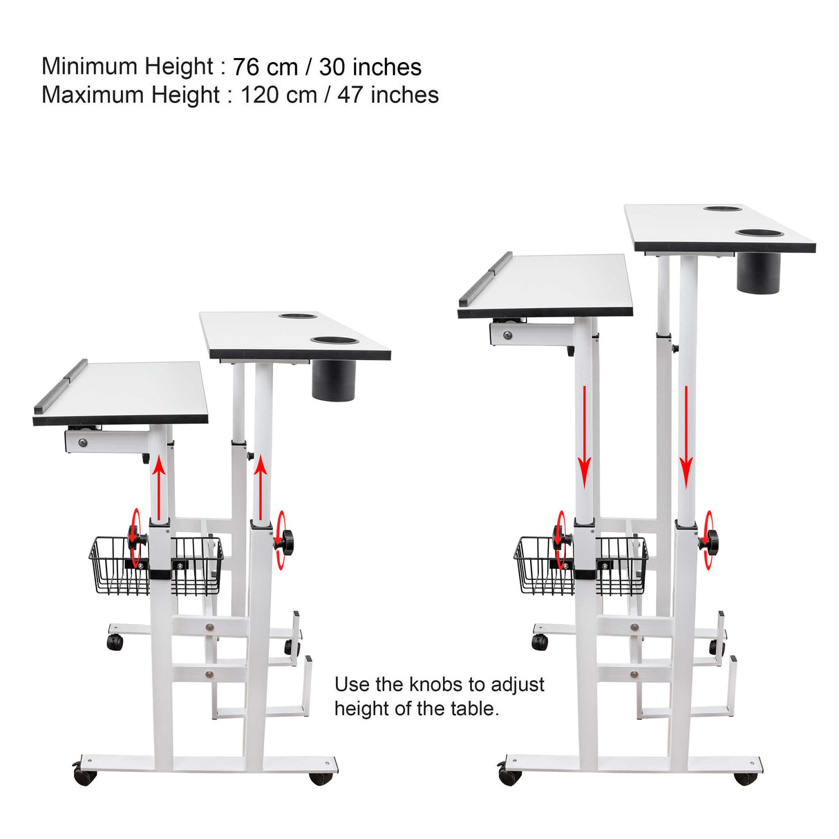 Isomars 24"/61cm Wide Made In India Desktop & Laptop Multipurpose Adjustable Table & Computer Workstation - Useful for Using Gadgets Like Desktop, Laptop, Tab/iPad etc (White)