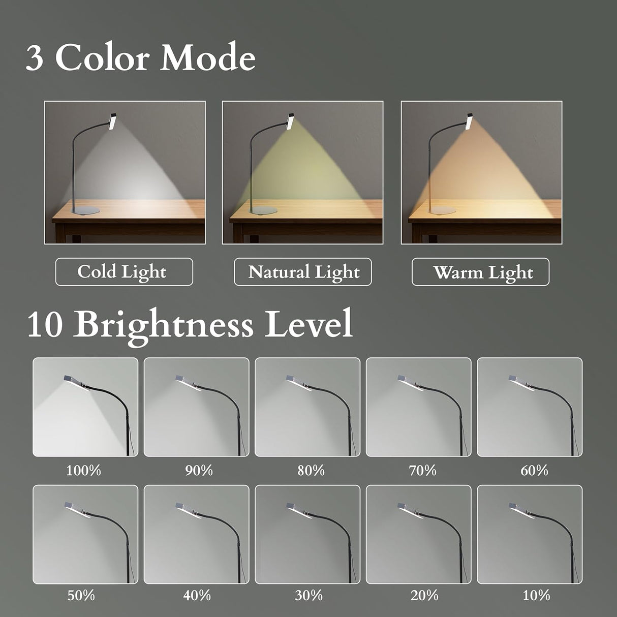Compact Eye Friendly USB LED Study Lamp with Flexible Gooseneck and Circular Base