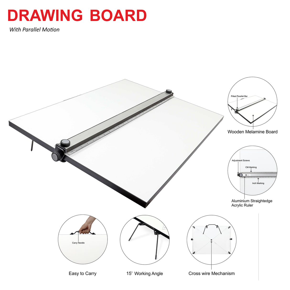 Drawing & Drafting Board Technical with Parallel Motion Ruler