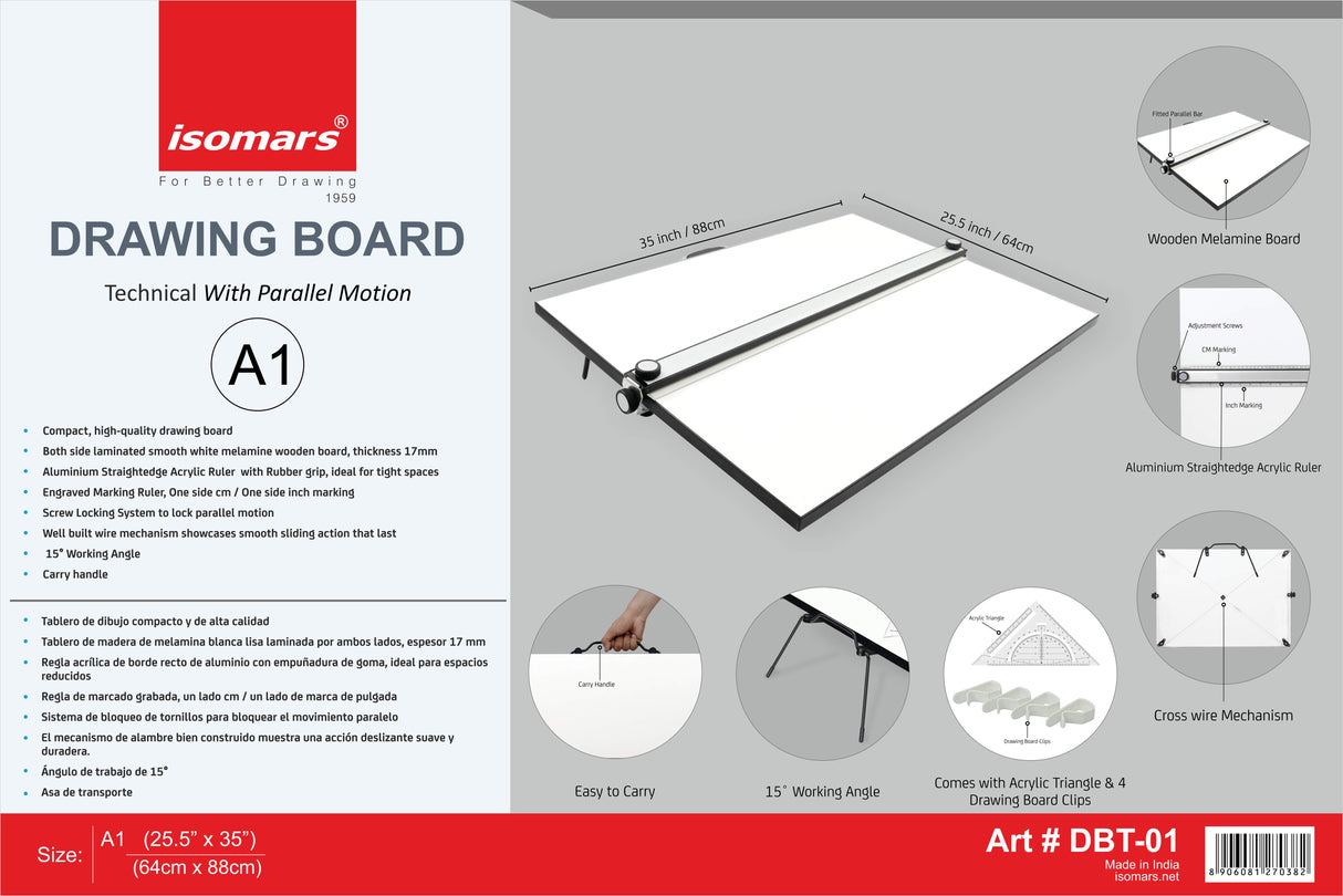 Drawing & Drafting Board Technical with Parallel Motion Ruler