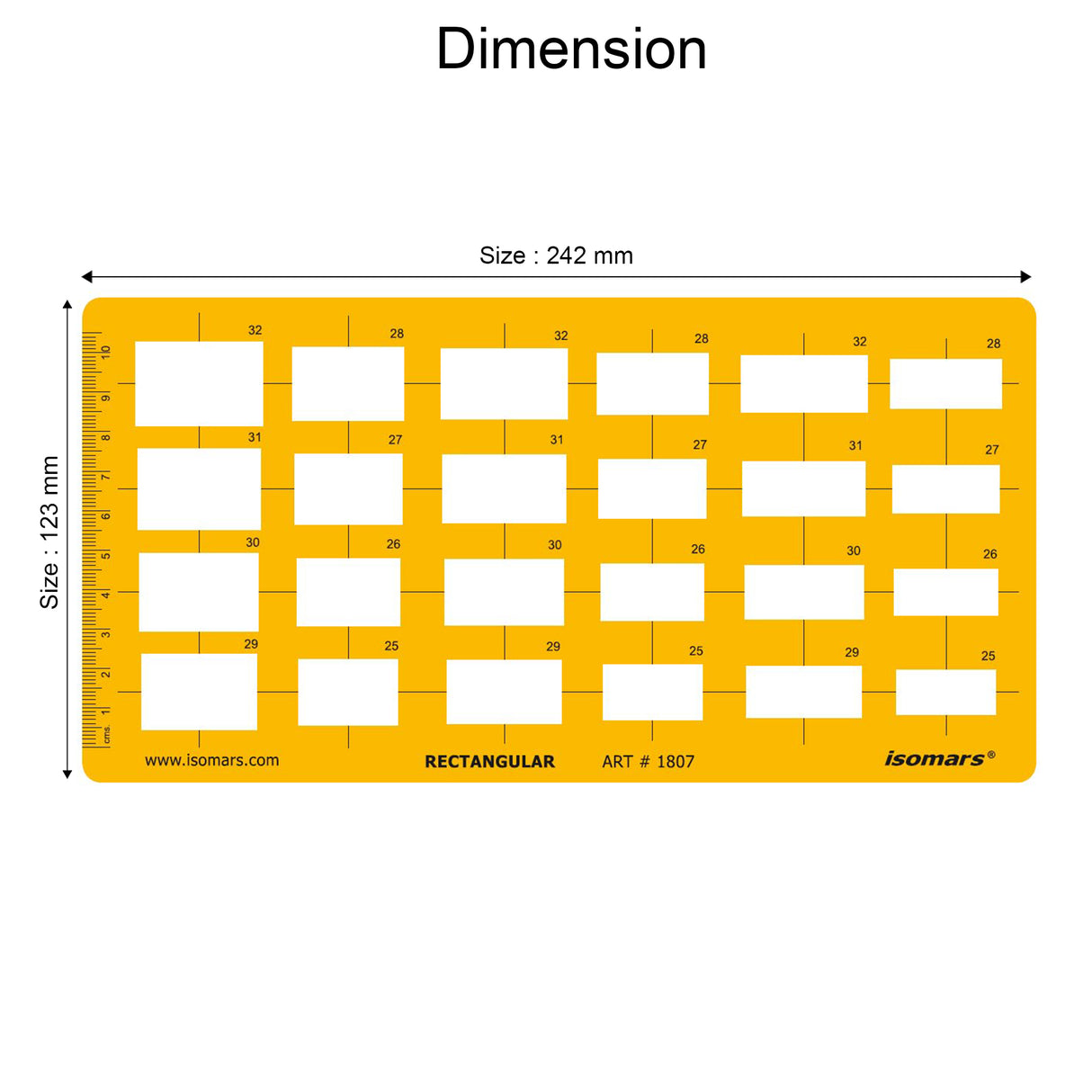 Isomars Rectangular Template Drawing Stencil | Precision Rectangle Drafting Template with Multiple Sizes | Geometric Drawing Tool for Architects, Engineers, Designers, Artists & Students