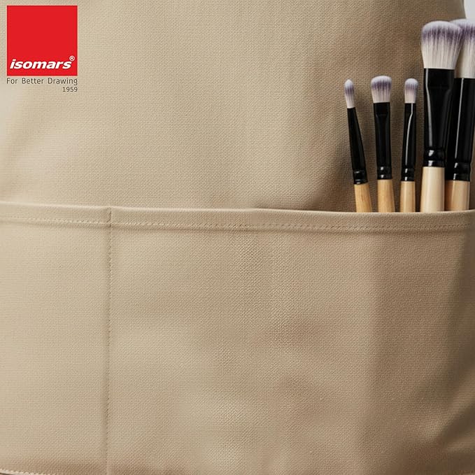 Grey Canvas Studio Apron with Adjustable Buckle Closure for Artists and Students