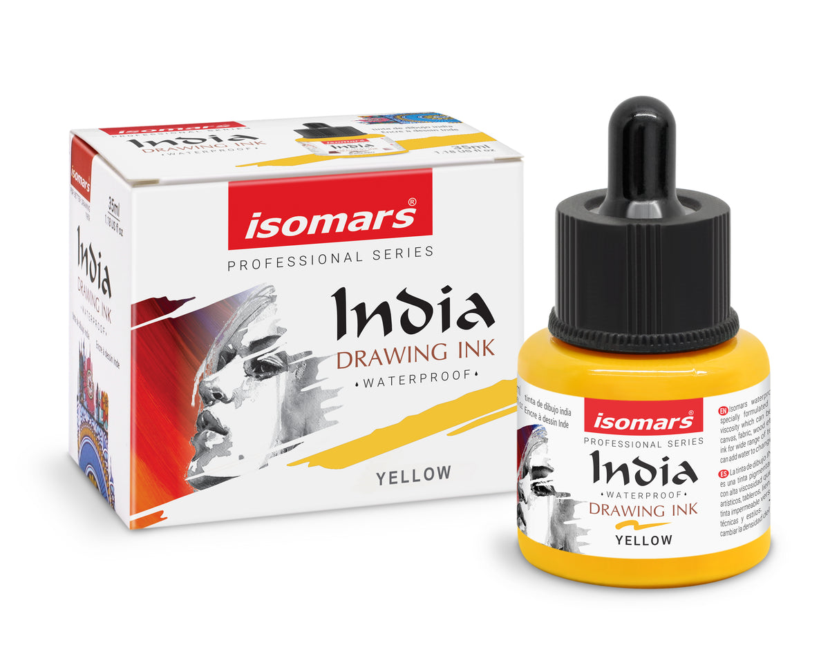 Isomars Waterproof Drawing Ink Set of 6 – 35ml Each (with Dropper) | Suitable for Calligraphy, Art, Technical Drawing, Airbrush Art, Illustration | Fade-Resistant & Quick-Drying