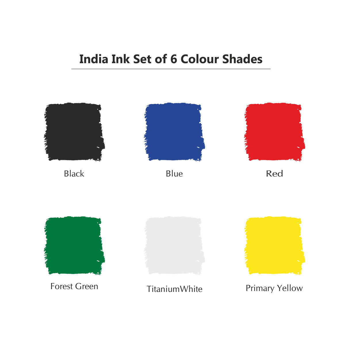 Isomars India Waterproof Drawing Ink, 100ml x 6 Colours, Fadeproof, Non-Toxic, Professional Art Supplies