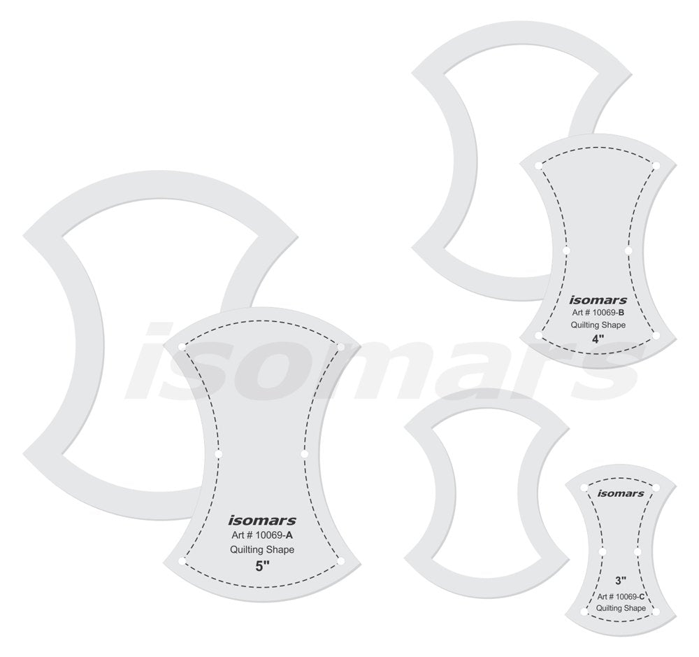 Isomars Hourglass Quilting Patchwork Shape Template Set of 3 | Transparent Acrylic Hourglass Quilting Rulers (3", 4" & 5") for Sewing, Patchwork, Appliqué, Fabric Cutting & DIY Craft Projects
