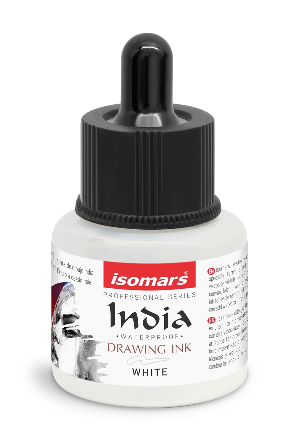 Isomars Permanent Waterproof White Artist Ink with Precision Dropper
