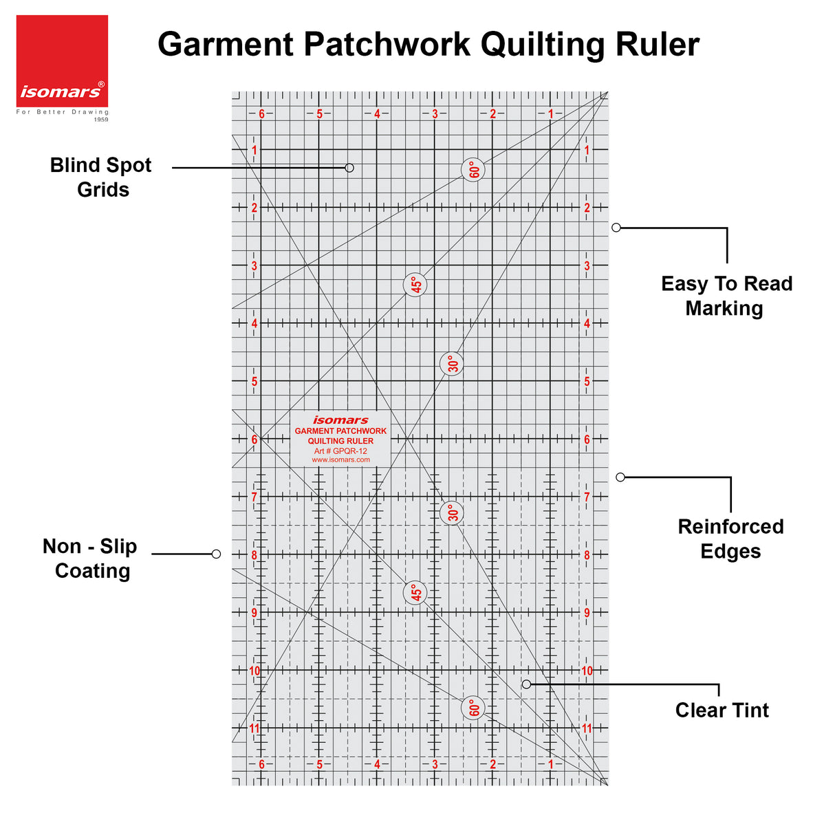 Isomars A3 Self-Healing Cutting Mat with 12 Inch Quilting Ruler and Rotary Cutter | Sewing Tools, Fabric Cutter, Patchwork Ruler, Tailoring & Fashion Designing Kit