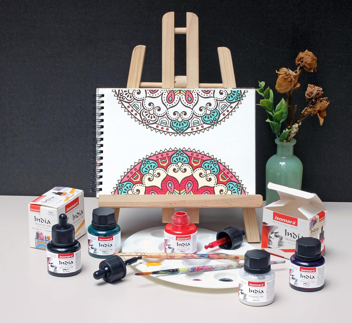 Maroon Pigmented India Drawing Ink for Calligraphy Technical Drawing and Illustration