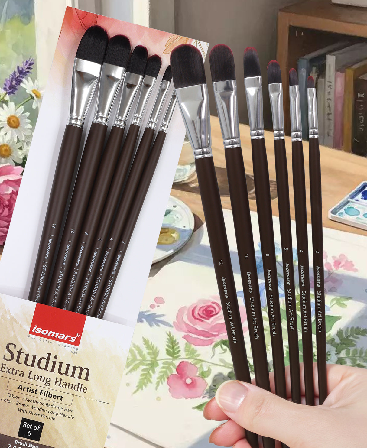 Multi-Size Professional Filbert Paint Brushes For Artists Students And Beginners