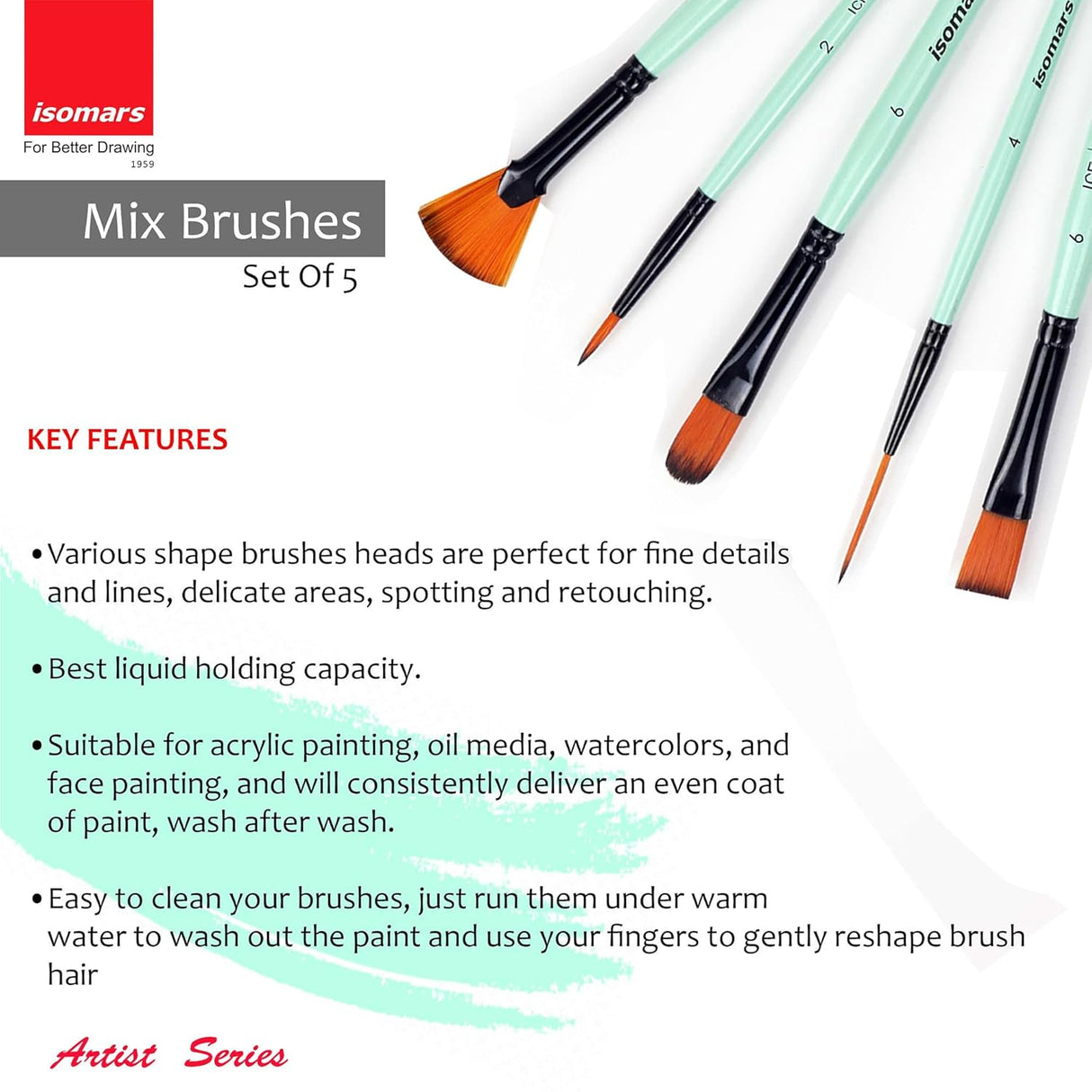 Professional Synthetic Artist Brush Assortment for Students Hobbyists and Painters