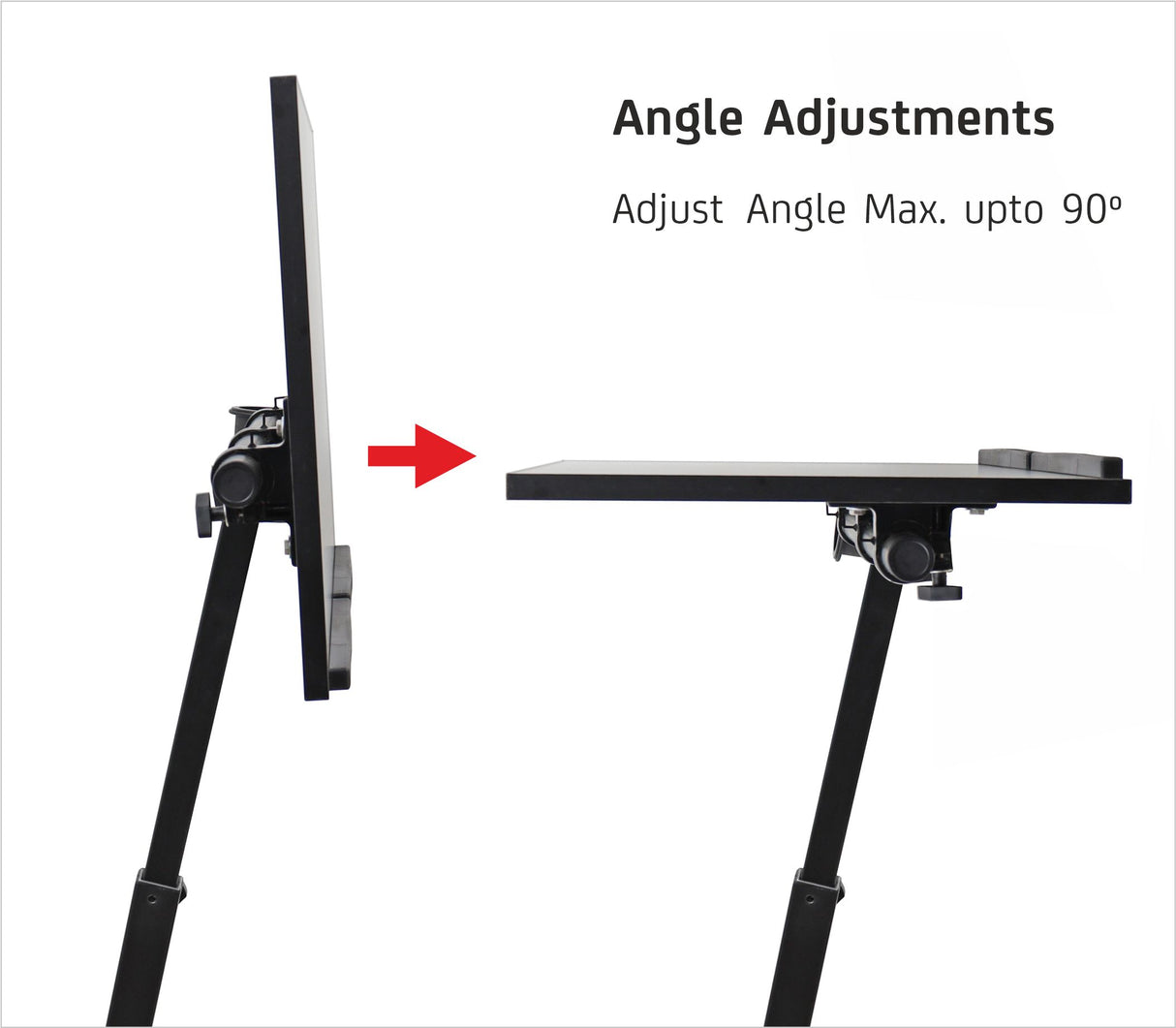 Isomars Metal Multipurpose Laptop Table Study Desk, Caster Lockable Wheels, & Height Adjustable For Breakfast Table, Work From Home & Online Classes (Black)