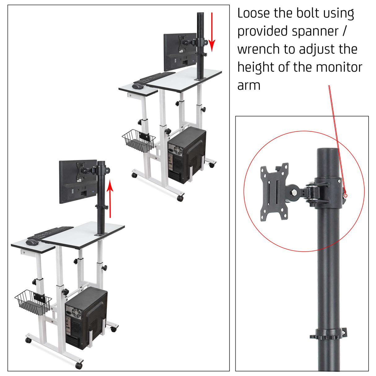 Isomars Desktop & Laptop Multipurpose Table and Adjustable Height & angles, Computer Workstation, Monitor Arm Pipe - Useful for Using Gadgets Like Desktop, Laptop Made In India (WHITE)