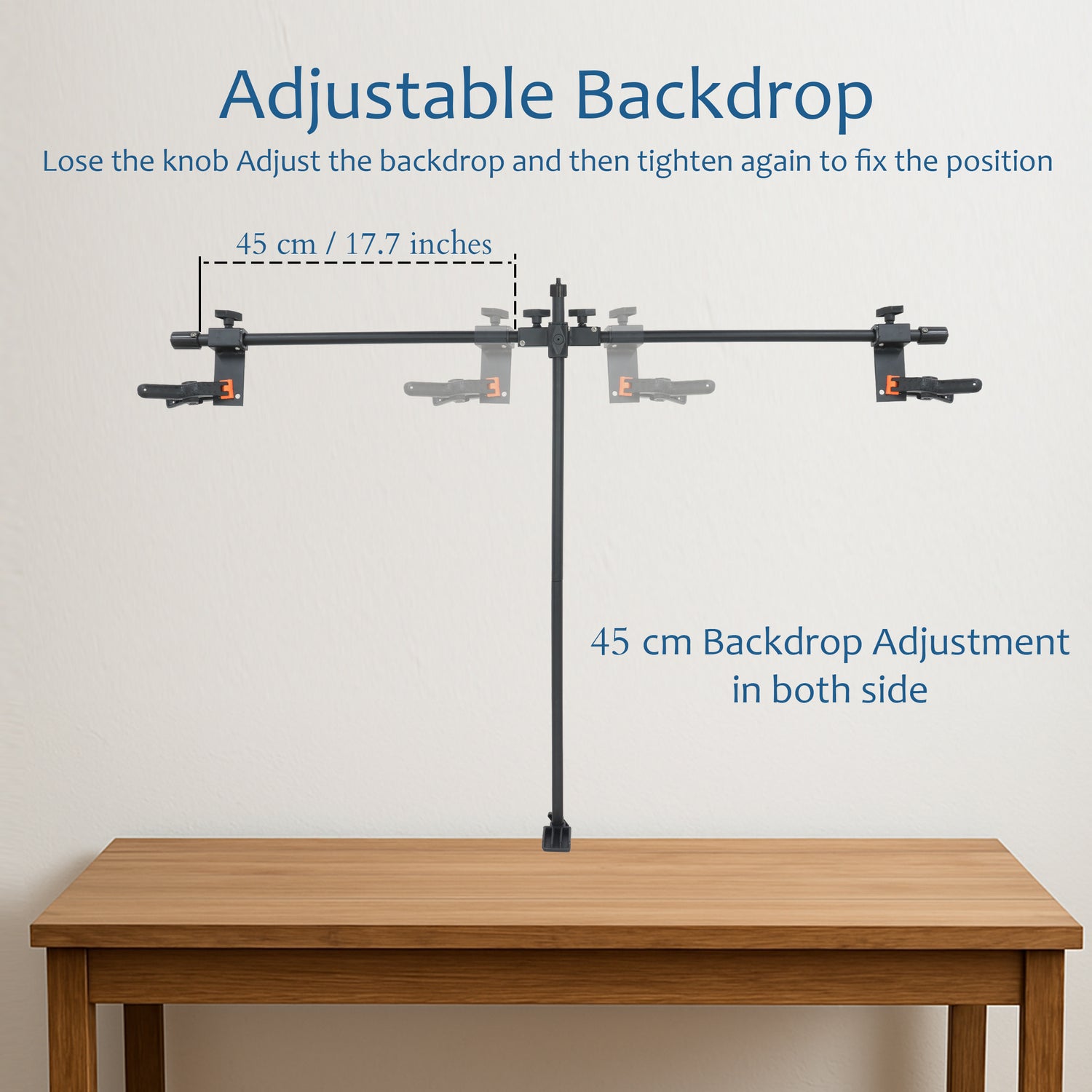 ISOMARS Backdrop Stand, Background Sheet Holder Stand, T-Shape Backdrop Stand, 33 inches Height & 41 inches Length, Table Holding C clamp, Adjustable Height and Backdrop, Phtography Stand