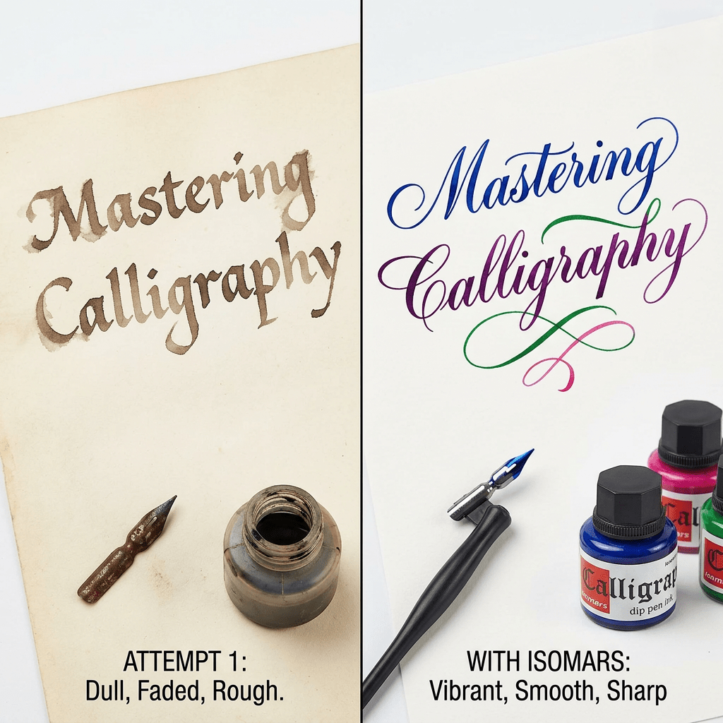Calligraphy Ink (Set of 10) with FREE Straight and Oblique Holders - Isomars