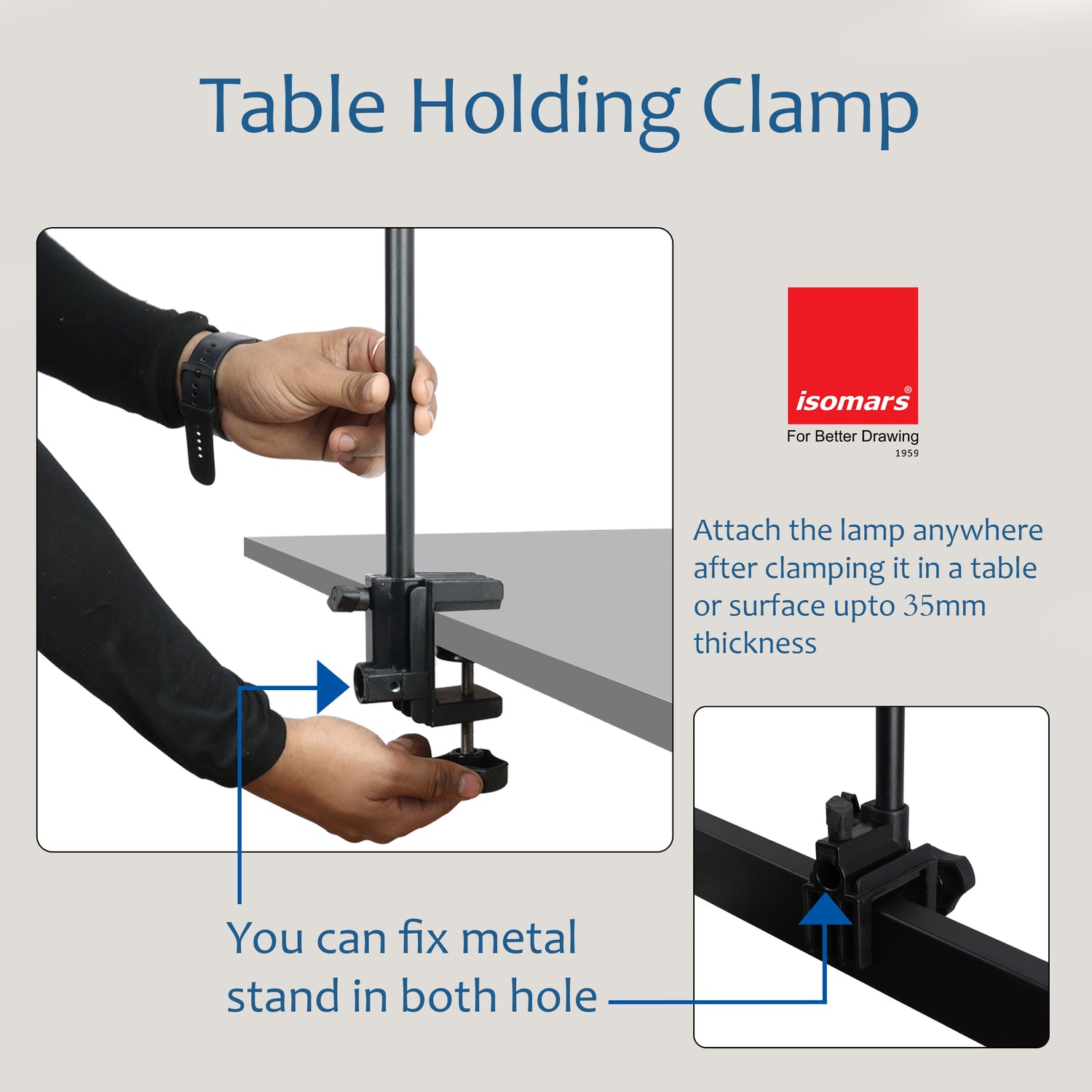 ISOMARS Backdrop Stand, Background Sheet Holder Stand, T-Shape Backdrop Stand, 33 inches Height & 41 inches Length, Table Holding C clamp, Adjustable Height and Backdrop, Phtography Stand