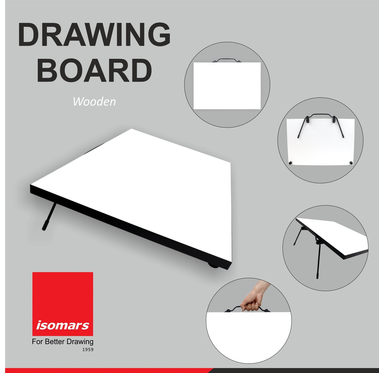 Drawing & Drafting Board(A2 size- 18.5" x 25.5") with Detachable T-Square Scale - Isomars