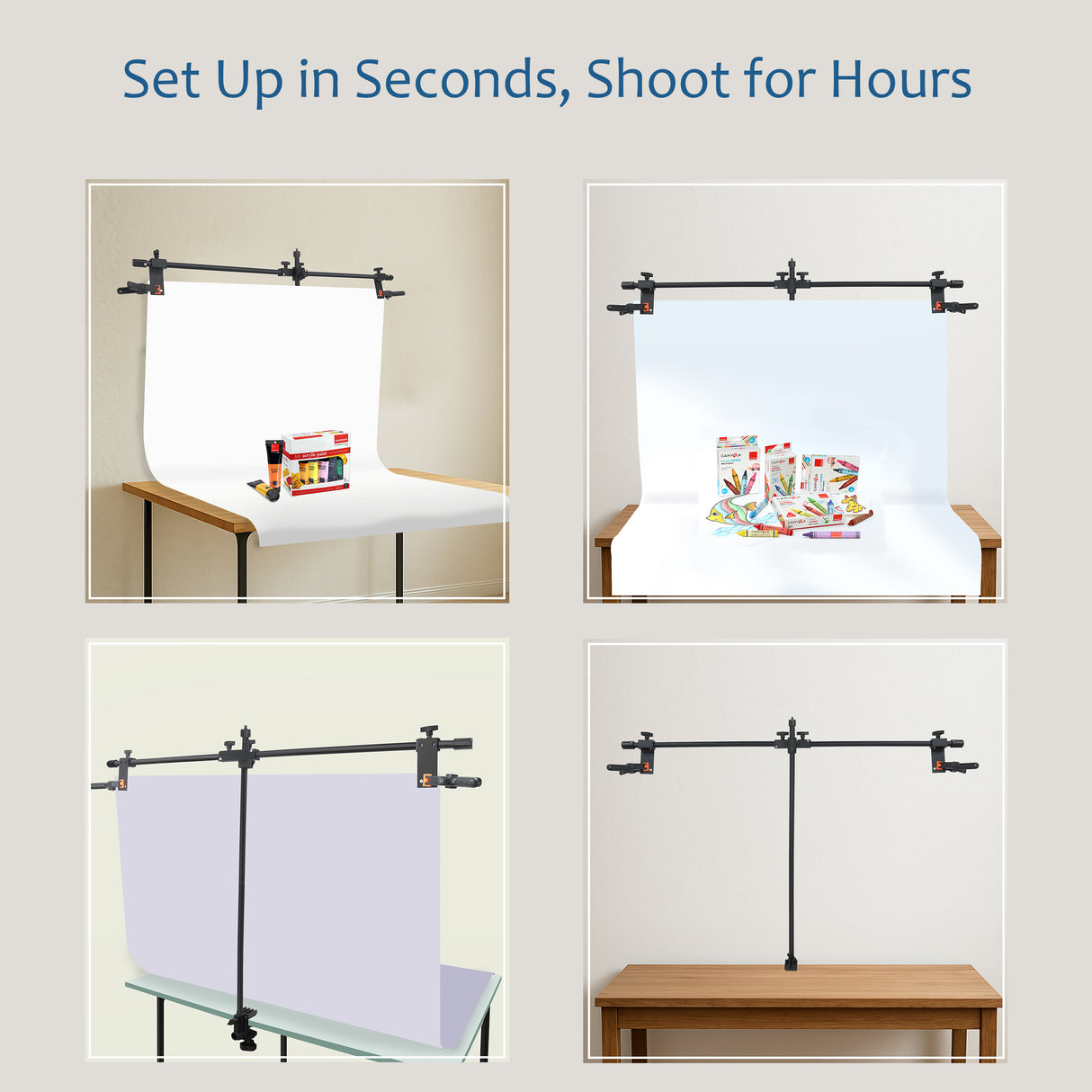 ISOMARS Backdrop Stand, Background Sheet Holder Stand, T-Shape Backdrop Stand, 33 inches Height & 41 inches Length, Table Holding C clamp, Adjustable Height and Backdrop, Phtography Stand