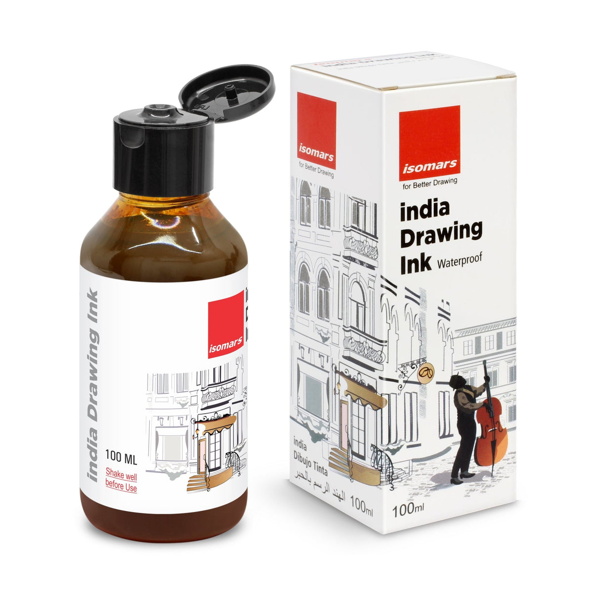 India Waterproof Drawing Ink Brown 100ml | Permanent Lightfast Artist Ink for Calligraphy, Airbrush, Illustration & Fabric Painting - Isomars