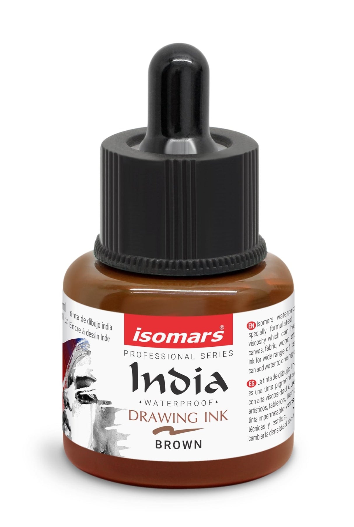 India Waterproof Drawing Ink with Dropper - 35ml - Isomars