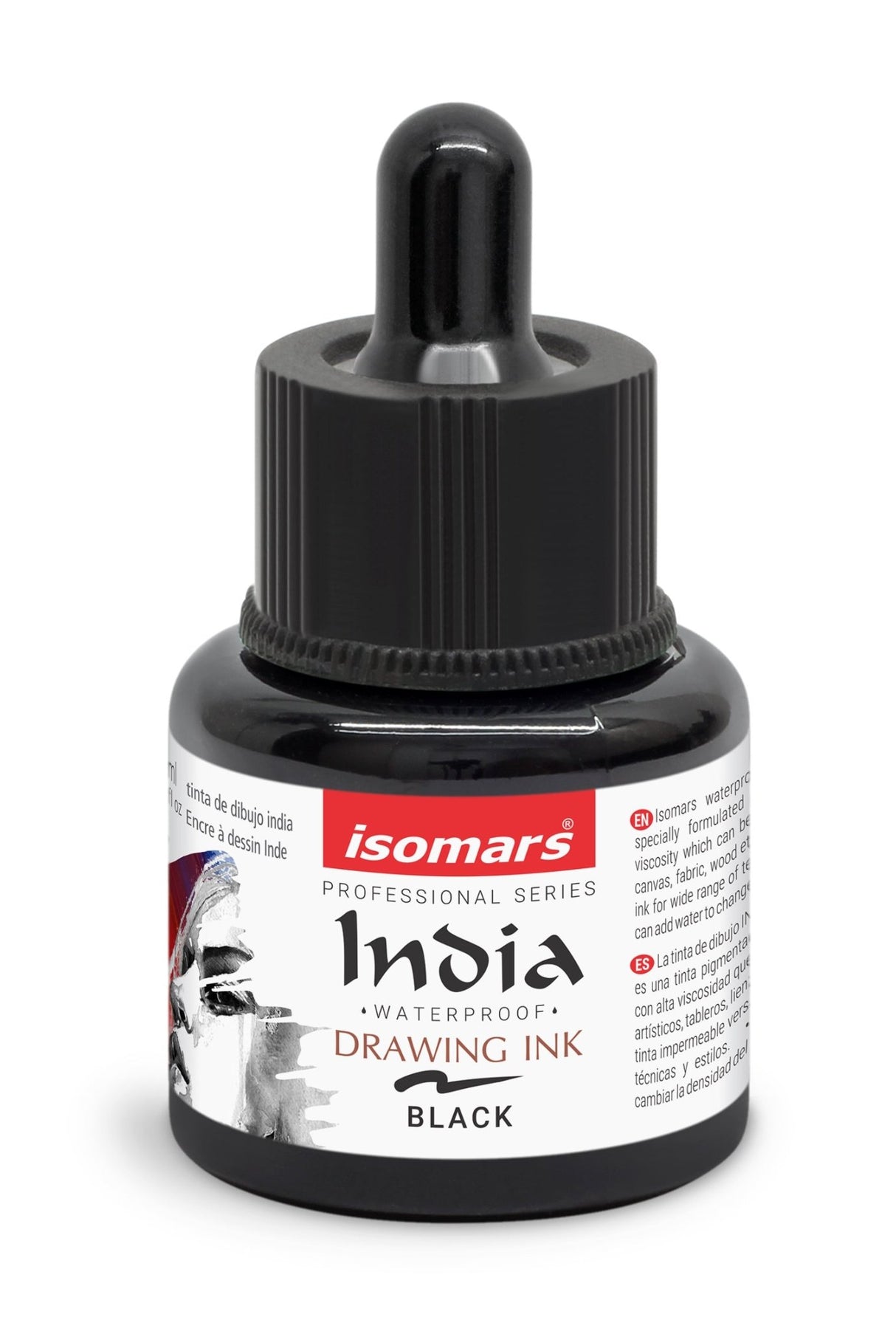 India Waterproof Drawing Ink with Dropper - 35ml - Isomars
