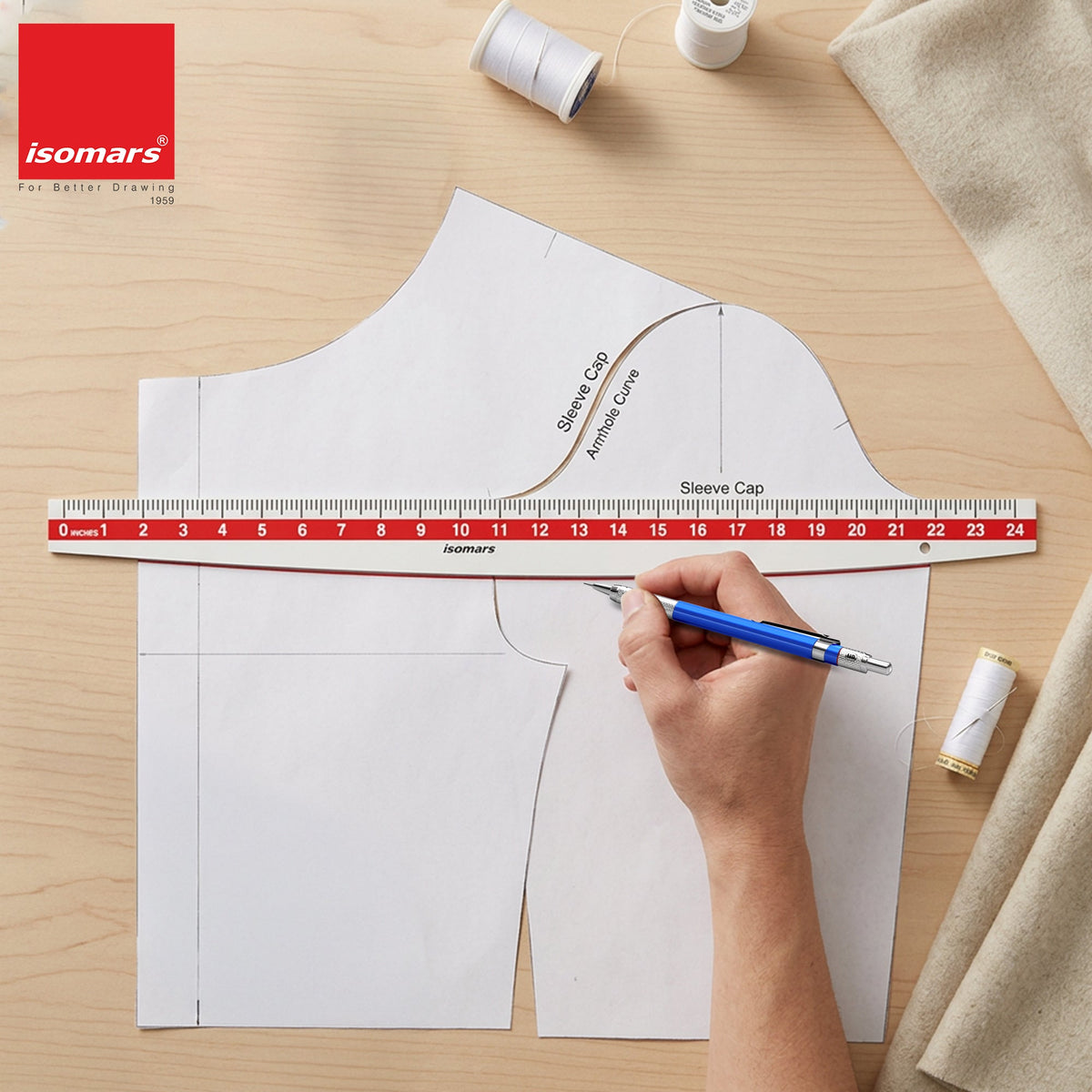 Isomars 24 Inch Arm Curve Ruler for Tailoring, Pattern Making & Sewing - Isomars