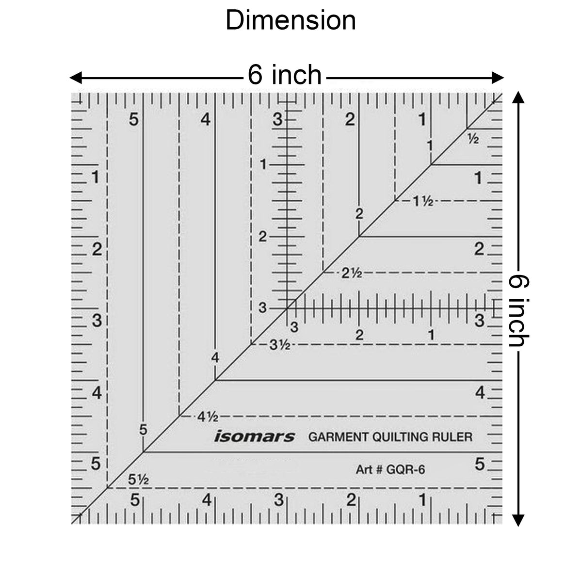Isomars 6" x 6" Garment Quilting Ruler for Cutting & Patchwork - Isomars